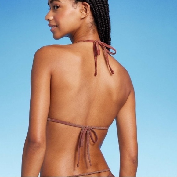 Wild Fable Beaded Strap Triangle Bikini Top MEDIUM NEW! - Picture 3 of 3